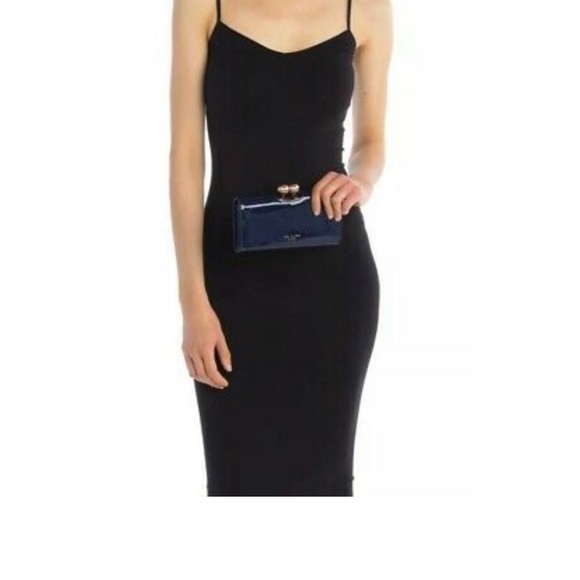 NIB- Ted Baker - FELICEE - Bobble Matinee Wallet - Navy Patent Leather - Picture 6 of 7